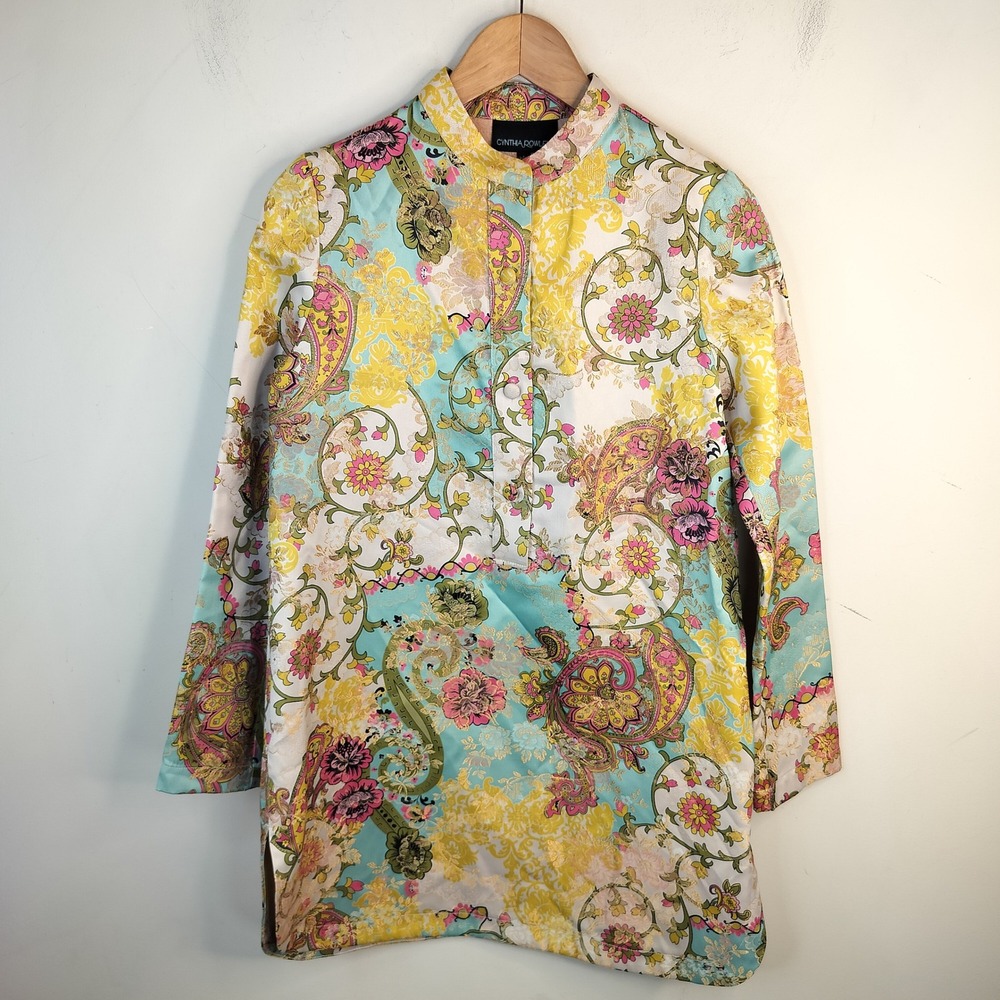 Cynthia Rowley‎ Floral Tunic Womens Size 4 Paisley Boho Colorful Art to Wear